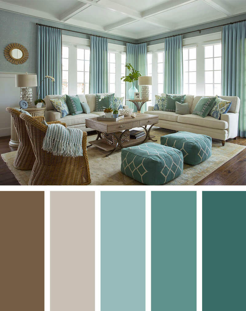 57 Living Room Color Schemes To Make, Brown And Teal Living Room Ideas