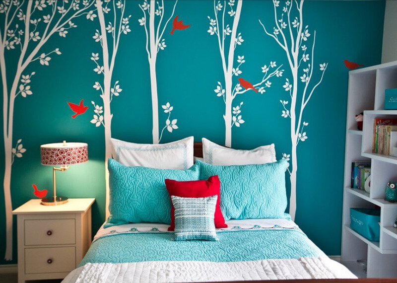 Trang trí phòng ngủ dễ thương đơn giản với ba màu kết hợp
