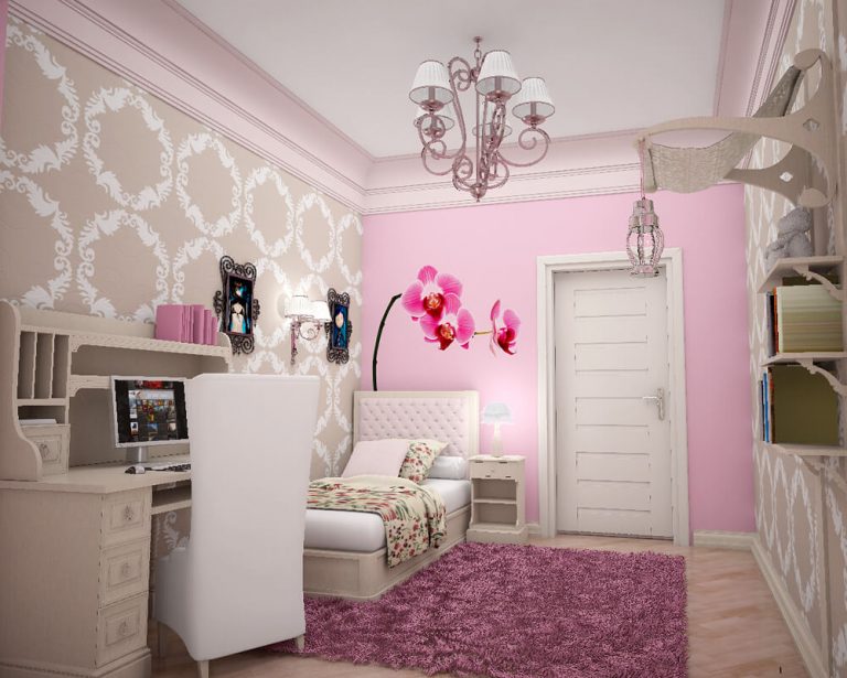 Phòng ngủ được trang trí dễ thương đơn giản với 7 sắc cầu vồng