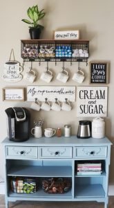 Staggering coffee station ideas for the home #coffeestationideas #homecoffeestation #coffeebar Staggering coffee bar decor #coffeestationideas #homecoffeestation #coffeebar